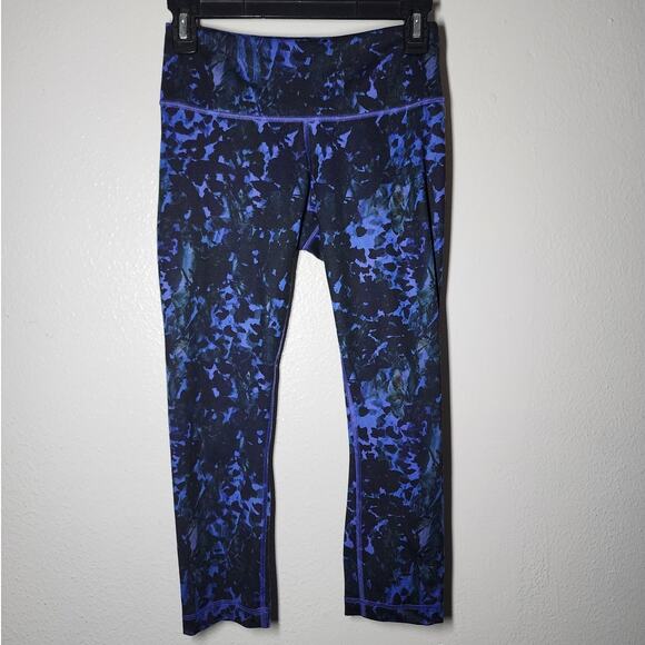 lululemon athletica Pants - Lululemon Wunder Under Crop Full On Luon Floral Sport Backdrop Iris Flower Multi
